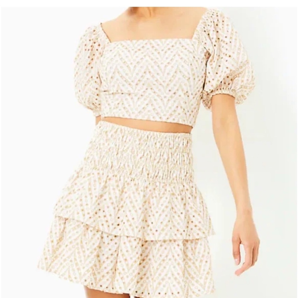 Lilly Pulitzer Cream and Gold Skirt Set